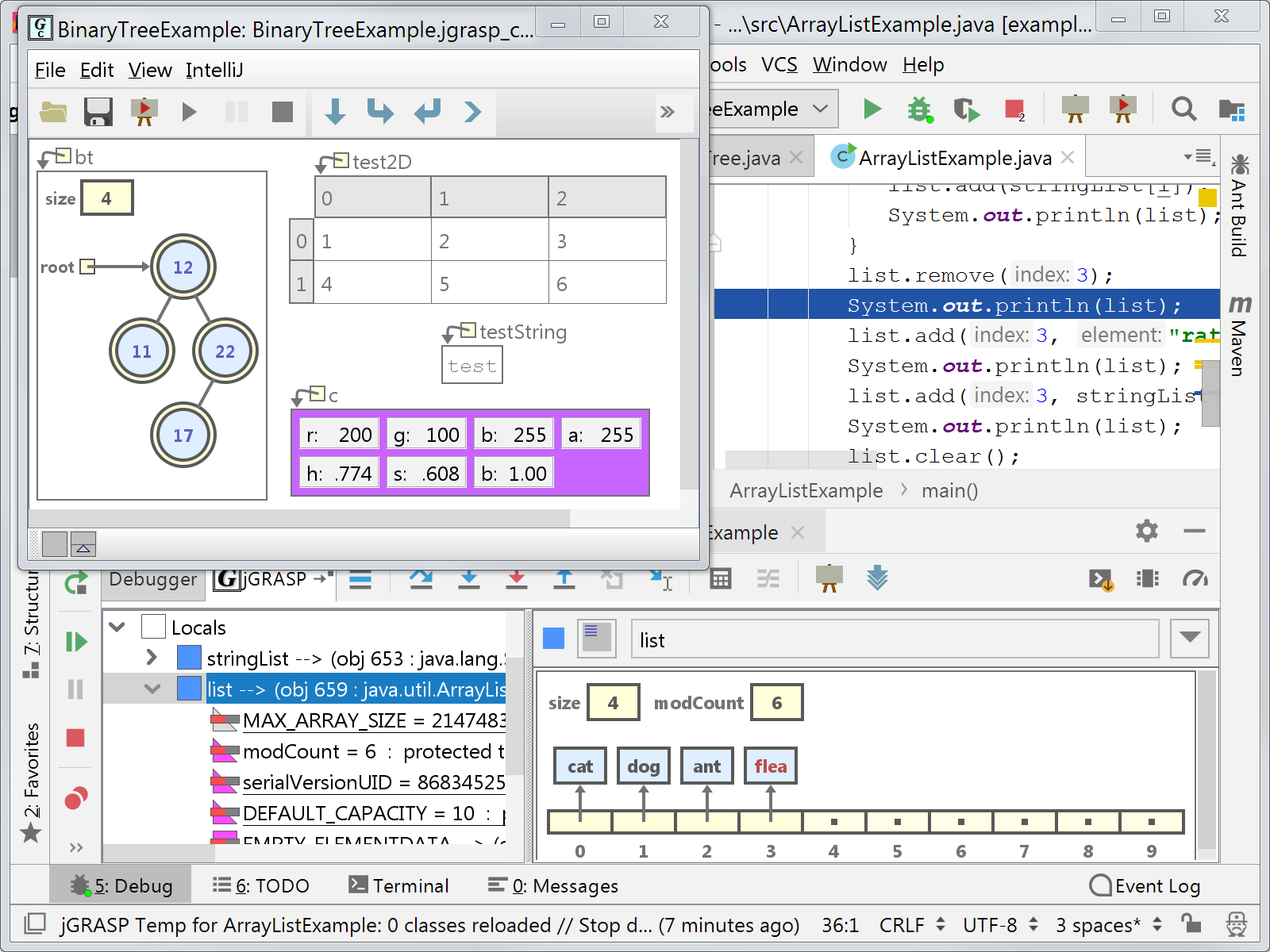 jGRASP in action in IntelliJ IDEA.